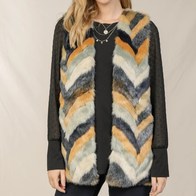 Chevron faux fur on sale vest