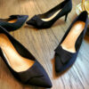 Black Bow Suede Heels