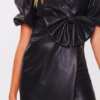 Faux Leather Black Bow Dress