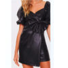 Faux Leather Black Bow Dress - Image 3