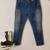 Blue Medium Wash Juniors Patchwork Skinny Jeans - Image 2