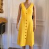 Tommy Hilfiger Yellow Crepe Button Down Sleeveless Dress - Image 3