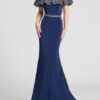 Ellie Wilde by Mon Cheri Navy Blue Beaded Off Shoulder Evening/Prom Dress