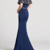 Ellie Wilde by Mon Cheri Navy Blue Beaded Off Shoulder Evening/Prom Dress - Image 3