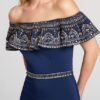 Ellie Wilde by Mon Cheri Navy Blue Beaded Off Shoulder Evening/Prom Dress - Image 4