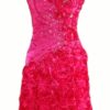 Tony Bowls Shorts Ribbon Flower One Hot Pink One Shoulder Dress - Image 3