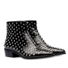 Prada Black Leather Spiked Booties - Image 3