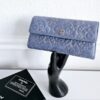 Chanel Periwinkle Blue Camelia Lambskin Studded Flap Long Wallet - Image 2