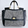 Dolce & Gabbana Black & White Large Sicily Woven Top Handle Bag - Image 4